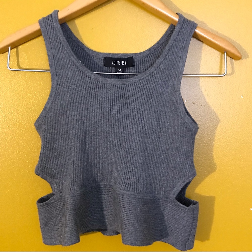 ACTIVE USA Grey Cutouts CROP TOP
